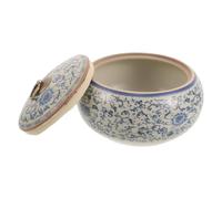 NIYANGLE Vintage Ceramic Tea Canister with Airtight Lid, round Blue Jar