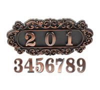 NIYANGLE Vintage European Style House Number Plaque Set 0-9 Numbers Antique Copper Finish Decorative Door Sign for Outdoor Wall for Home