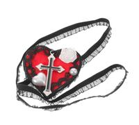 NIYANGLE Vintage Gothic Heart Shape Eye Patch with Elastic Lace Headband and Cross Charm, Easy to Carry and Store, Suitable for Daily Wear and Halloween Cosplay Accessories