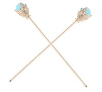NIYANGLE Vintage Metal Hair Sticks 2pcs with Blue Tassels Decorative Chinese and Japanese Hair Pins for Women Girls Traditional Bun Styling Accessories