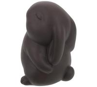 NIYANGLE Vintage Purple Sand Tea Pet Rabbit Figurine for Traditional Chinese Tea Ceremony Thick Handmade Zisha Stoneware Bunny Ornament Elegant Mini Animal Statue for Home and Office