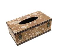 NIYANGLE Vintage Rectangular Wood Tissue Box Cover with Retro Floral Pattern Decorative Napkin Holder Dispenser for Bathroom Vanity Office and Car Easy-access Wooden Tissue Case