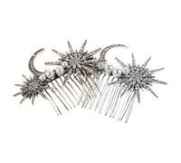 NIYANGLE Vintage Star Moon Side Hair Combs 2pcs Set, Retro Alloy Styling Combs in Antique Gold and Silver, Decorative Hair Accessories for Weddings, Proms, and Special Events