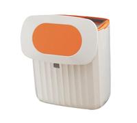 NIYANGLE Wall-mounted Plastic Trash Can with Slide Open Lid Household Hanging Garbage Bin for Kitchen Bathroom Space-saving Compost Container in Bright Orange