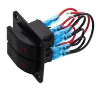 NIYANGLE Waterproof 2-gang Marine Switch Panel with Red Backlit LED Toggle, Aluminum Rocker Control for Boat, Car, Rv, and Atv Electrical Equipment