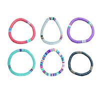 NIYANGLE Waterproof Polymer Clay Bracelet Blue Beads Elastic Band Bohemian Jewelry Suitable for Couples and Friends