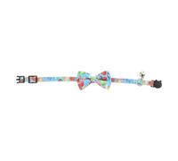 NIYANGLE Wear-resistant Blue Polyester Cat Collar with Decorative Kitten Bowknot, Lightweight and Stylish Cartoon Pattern Design for Photo Prop and Parties