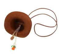 NIYANGLE Western Cowboy Hat Car Pendant, Handmade Tibetan Brown Felt Auto Interior Rearview Mirror Ornament, Traditional Tibetan Knot Hanging Decoration for Vehicle Auto Decor
