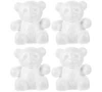NIYANGLE White Bear Shape Foam Can Be Painted and Embellished for Craft Projects 4pcs and Gift for Friends for Arts and Decoration