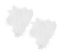 NIYANGLE White Fiber Plume Hair Accessories for Women, Clip-on Design with Secure Placement, 1 Pair Bridal Hair Pins for Wedding and Ballet Performances