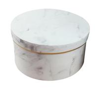 NIYANGLE White Medium Gilded Marble Flower Box for Wedding Presents and Preserved Flower Packaging, Romantic Candy Wrapping Storage Box Suitable for Wedding Supplies and Bouquets