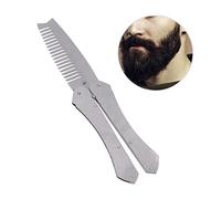 NIYANGLE Wide Tooth Comb for Men Beard Brush Mustache Comb Beardmate Stainless Steel Portable Static Folding for Barber Salon