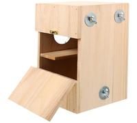 NIYANGLE Wood Bird Breeding Box for Household Pets, Beige Wooden Nesting Box with Sleeping Bed and Playground, Suitable for Lark and Parrot, Creative Simple Design Bird Incubator House
