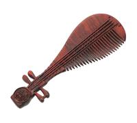 NIYANGLE Wooden Comb for Women Detangler Fine Tooth Scalp Massage Traditional Pipa Shape Decorative Hair Comb