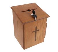 NIYANGLE Wooden Donation Box with Lock and Key Charity Collection Box 19.5×20.2×25.5Cm Black Lockable Suggestion for Church Office and Public Spaces