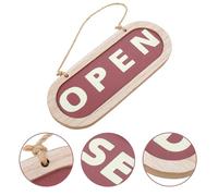 NIYANGLE Wooden Open Close Sign Sturdy Rope Light Brown Rectangular Rustic Door Sign Hanging Business Plaque for Coffee Bar Shop Window