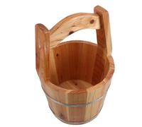 NIYANGLE Wooden Water Bucket Small Portable Rustic Bath Bucket with Handle for Foot Soaking and Shower Use, Outdoor Camping Water Container for Bathroom and Spa