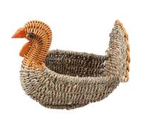 NIYANGLE Woven Basket Organizer with Open Design and Strong Timber Material Featuring a Rustic Straw Turkey Pattern, a House Storage Basket for Shop or Home Decor Use