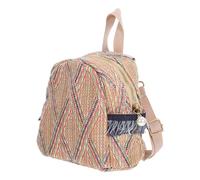 NIYANGLE Woven Straw Women Backpack Khaki Casual Shoulder Bag Large Capacity Travel Rucksack Student Campus Bag for Leisure and Vacation