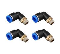 NIYATA 1/8 Inch Push to Connect Fittings, 4Pcs 6mm Pneumatic Air Line Fittings,90 Degree Elbow Quick Connect Tube Adapter for Compressed Air,PT Male Thread Push-in Connector