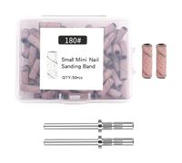 NIYATA 100 PCS 180 Grit Mini Sanding Bands for Nail Drill, Nail Drill Sanding Bands with 2 Mandrel Bits, 3MM Nail Files for Acrylic & Gel Nail Removing, Shaping - Manicure Pedicure Tools