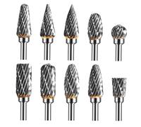 NIYATA 10Pcs Tungsten Carbide Rotary Burr Set,1/8” Shank Die Grinder Bits,Compatible with Dremel Rotary Tool,Carbide Burr Set for DIY Woodworking,Carving,Metal Polishing,Engraving,Drilling