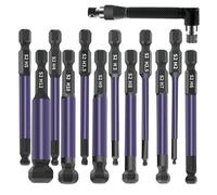 NIYATA 12Pcs Allen Key Bit Set,S2 Steel Magnetic Allen Key Drill Bits,1/4” Hex Shank,Ball End Bit for Drill,Hex Screwdriver Set,Ideal for Furniture Assembly