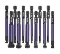 NIYATA 12Pcs Allen Key Bit Set, S2 Steel Magnetic Hex Bits, 1/4" Hex Shank, Ball End for Drill, Screwdriver Set, Ideal for Furniture Assembly