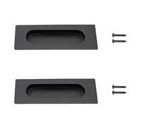 NIYATA 2 Pack Sliding Door Handle,120mm Black Recessed Finger Pull Handles for Closet,Cabinet,Pocket,Barn Sliding Doors,Matte Finish Flush Mount Hardware