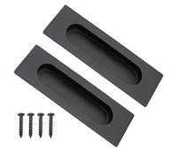 NIYATA 2 Pack Sliding Door Handle, 120mm x 40mm Black Recessed Finger Pull Handles for Closet, Cabinet, Pocket, Barn Sliding Doors, Matte Finish Flush Mount Hardware