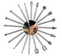 NIYATA 20PCS Wood Carving Bits Set for Dremel, Tungsten Carbide Rotary Burrs with 3mm (1/8") Shank for Wood, Metal Engraving & Polishing