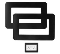 NIYATA 2pcs Black Double Socket Surround, for Standard Socket Size 146 x 86mm, Square Acrylic Back Plate Finger Plate, Decorative Frame Cover for Light Switches, Neat & Tidy Wall Finish