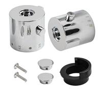 NIYATA 2Pcs Chrome Shower Mixer Temperature Control Knob Set, Pair of Thermostatic Hot & Cold Tap Handles, Replacement Valve Control Knobs for Bathtub & Shower