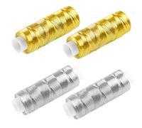 NIYATA 4 Pack Metallic Sewing Thread Set, Gold & Silver Shiny Threads for Embroidery, Quilting & Decorative Stitches on Most Sewing Machines