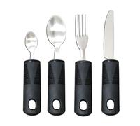 NIYATA 4 Pcs Wide Handles Easy Grip Cutlery Set,Chunky Handles Cutlery for Disabled Hands,Caring Cutlery,Comfortable Dining Aid for Elderly and Adults with Arthritis and Parkinson's Disease