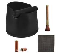NIYATA 800ml Espresso Knock Box with Removable Bar, ABS + Eco-Friendly Rubber Coffee Grounds Container, Includes Brush, Needle & Cloth, Anti-Slip Base, Compact Barista Accessory