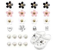 NIYATA Croc Charms 24 Pcs, Pearl Flower Shoe Charms Set