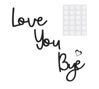 NIYATA Love You Bye Wooden Wall Sign,Black Script Letters Above Door Plaque with Double-Sided Sticky Dots,Modern Hallway Wall Art for Home Entryway,Bedroom,Living Room Décor