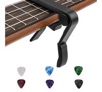 NIYATA Set of 7 Classical Guitar Capo with Guitar Pick, Electric Guitar Capo, Works with Classical and Electric Guitars, as well as Ukulele (Black)