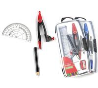 NIYATA Student Protractor and Compass Set, 3 Pack Maths Geometry Set with 180° Protractor, Compass & Pencil, Drafting Dividers Tool Kit for Students, School, Office, Drawing and Technical Use