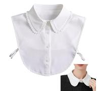 NIYATA Women's Detachable Fake Collar,White Ruffled Half Shirt Blouse Accessory,Foldable False Collar Dickey for Dresses,Sweaters,Elegant Stand Alone for Daily Wear,One Size Fits Most