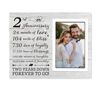 Niyewsor 2nd Anniversary Wedding Gifts for Her Him - 2nd Anniversary Picture Frame, Anniversary Marriage Gifts for Couple, Husband or Wife, 2 Year of Marriage, Fits 4x6 Inches Photo