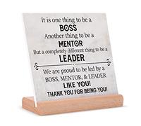 Niyewsor Boss Gifts Desk Decor - Best Boss Mentor Leader Gift From Employee Coworkers, Team Leader Gifts for Christmas Birthday Retirement, Thank You Gifts Plaque with Wooden Stand
