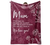 Niyewsor Gifts for Mum Blanket, Mum Birthday Gifts from Daughter Son, Christmas Mothers Day Birthday Presents for Mother Mums Mummy 60" x 50", Burgundy