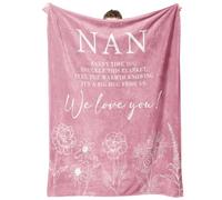 Niyewsor Gifts for Nan, Flannel Blanket Nan Gifts from Grandchildren, Mothers Birthday Day Gifts for Nan, Nanny, Nana, Grandma, Nan Christmas Birthday Gifts (50x60in Pink)