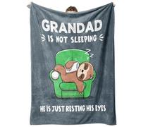 Niyewsor Grandad Gifts, Birthday Gifts for Grandads, Grandad is Not Sleeping Blanket, Funny Present Blanket for Grandad Grandpa Grandfather from Grandkids 60" x 50"