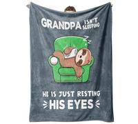 Niyewsor Grandad Gifts, Fathers Day Birthday Gifts for Grandads, Grandpa is Not Sleeping Sloth Blanket, Funny Gift Blanket for Grandad Grandpa Grandfather from Grandkids 60" x 50"