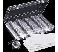niyin204 100 25 mm Coin Holder and 100 Protect Seal Case Coin with Plastic Storage Box for Collecting Polite