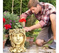 niyin204 Premium Resin Goddess Head Planter,20CM Tall Large Flower Pot,Beauty Face Figurine Ornament Container,Decorative Plants Artificial Flower Vase,Home Garden Patio Yard Decoration