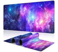 NIYLYNSYN Deep Universe Space and Stars Desk Mat,Large Galaxy Space Gaming Keyboard Mouse Pad,Non-Slip Rubber Base Desk Pad Thick Stitched Edges Waterproof Mousepad Mouse Mat 31.5"x11.8"